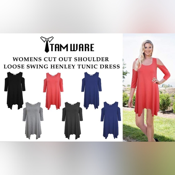 NWT Cut Out Shoulder Tunic Top Swing Dress Royal Blue Small - Picture 3 of 3